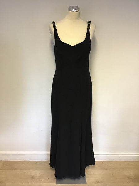 Simon Ellis Black Lattice Back With Flower Trim Evening Dress Size 12