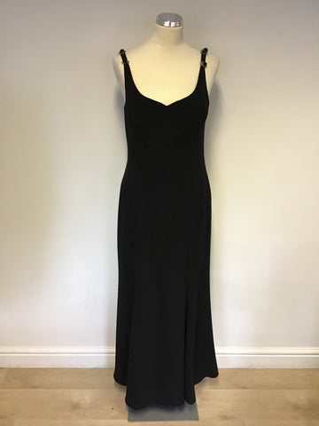 Simon Ellis Black Lattice Back With Flower Trim Evening Dress Size 12