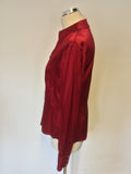 HOBBS RED SILK LONG SLEEVE BLOUSE SIZE 12