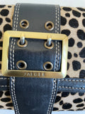 BRAND NEW JAEGER DARK BROWN LEATHER & LEOPARD PRINT PONYSKIN PURSE/ WALLET