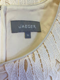 BRAND NEW JAEGER EX SAMPLE PALE LEMON LACE LEAF DESIGN SPECIAL OCCASION SHIFT DRESS SIZE 10