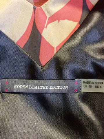 BODEN PINK,CREAM & BROWN PRINT SILK MAXI DRESS SIZE 10