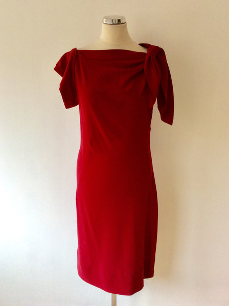 PRADA DEEP RED OCCASION DRESS WITH TIE FEATURE SIZE 46 UK 14