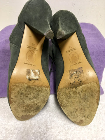 LULU GUINNESS GREY SUEDE DRAWSTRING TIE ANKLE BOOTS SIZE 6/39