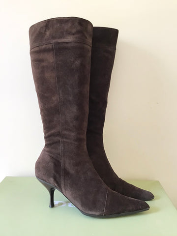 DUNE BROWN SUEDE KNEE LENGTH BOOTS SIZE 7/40