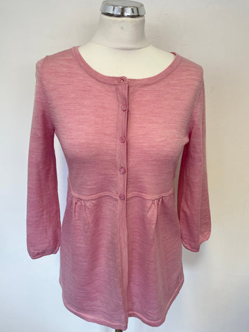 BODEN PINK 100% WOOL WAISTED CARDIGAN SIZE 10