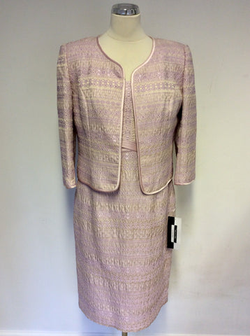 BRAND NEW DRESS CODE BY VEROMIA NOUGAT PINK EMBROIDERED DRESS & JACKET SUIT SIZE 20