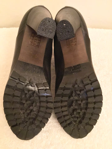 BPRIVATE BLACK LEATHER HEELED ANKLE BOOTS SIZE 7.5/41