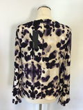 MARKS & SPENCER PURPLE MIX PLEATED LONG SLEEVE TOP SIZE 8