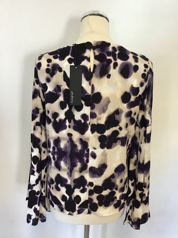 BRAND NEW MARKS & SPENCER PURPLE MIX PLEATED LONG SLEEVE TOP SIZE 10
