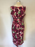 PHASE EIGHT PINK,GREEN & WHITE FLORAL PRINT DRESS SIZE 12