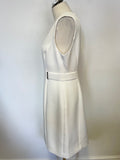 TED BAKER DIONNE WINTER WHITE SLEEVELESS SHEATH DRESS SIZE 4 UK 14