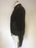 COMPTOIR DES COTONNIERS BLACK COTTON & LEATHER TRIM JACKET SIZE L
