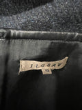 JIGSAW CHARCOAL WOOL MIX LEATHER TRIMMED STRAIGHT SKIRT SIZE 12