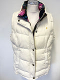 JOULES IVORY ZIP & POPPER FASTEN SLEEVELESS PADDED GILET SIZE 16