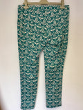BRAND NEW MONSOON TURQOUISE & IVORY PRINT CROP TROUSERS SIZE 10