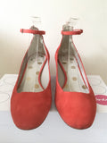 BODEN CORAL RED SUEDE ANKLE STRAP BLOCK HEELS SIZE 7/40