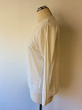 WHISTLES WHITE COTTON FINE KNIT LONG SLEEVE JUMPER SIZE S