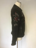 MONARI BLACK ROSE EMBROIDERED  & STUD TRIM COTTON JACKET SIZE 16