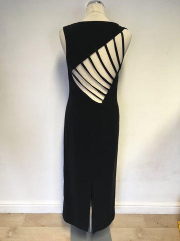VERA MONT BLACK LONG EVENING BACK WITH OPEN STRAPPY BACK SIZE 12