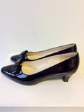 BRAND NEW PETER KAISER BLACK PATENT LEATHER BOW TRIM HEELS SIZE 3.5/36 PLUS SIZE