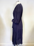 BODEN NAVY BLUE 3/4 SLEEVED MIDI LENGTH WRAP DRESS SIZE 12P
