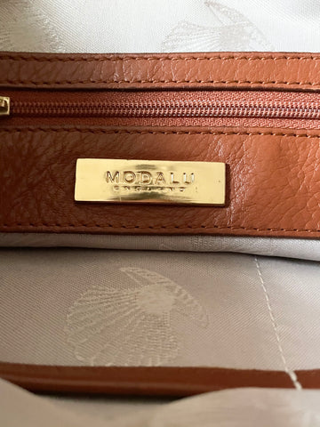 MODALU TAN LEATHER CROSS BODY BAG