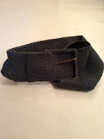 REISS DARK GREY LEATHER PLAITED BELT SIZE M