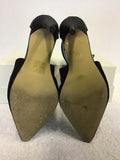 TOPSHOP BLACK SUEDE & LEATHER LACE TIE FRONT CUT OUT HEELS SIZE 3.5 / 36