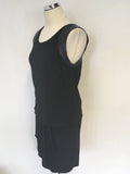 THE KOOPLES BLACK LEATHER TRIM LOOSE FIT TOP MINI DRESS SIZE 38 UK 10