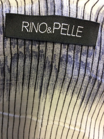RINO & PELLE BLUE,IVORY & RED PRINT BEADED FRINGED OVER TOP ONE SIZE