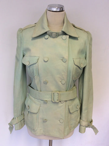 MULBERRY LIGHT GREEN COLOUR WASH LEATHER JACKET SIZE 10
