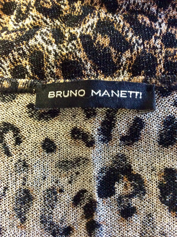 BRUNO MANETTI BLACK & BROWN LEOPARD PRINT TOP SIZE 46 UK 14
