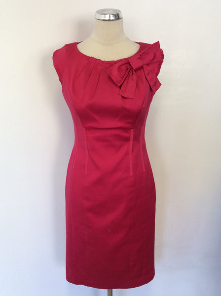 COAST HOT PINK BOW TRIM PENCIL DRESS SIZE 10