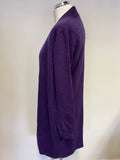 WOOLOVERS PURPLE EXTRA FINE MERINO WOOL & CASHMERE CARDIGAN SIZE L