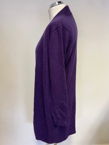 WOOLOVERS PURPLE EXTRA FINE MERINO WOOL & CASHMERE CARDIGAN SIZE L