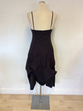EMPORIO ARMANI BLACK COTTON STRAPPY PARACHUTE SKIRT DRESS SIZE 12 FIT UK 8/10