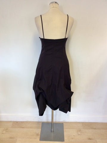 EMPORIO ARMANI BLACK COTTON STRAPPY PARACHUTE SKIRT DRESS SIZE 12 FIT UK 8/10