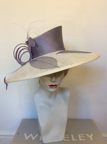 BRAND NEW WHITELEY WHITE & LILAC WIDE BRIM FORMAL HAT