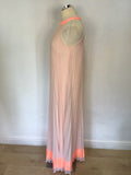 BRAND NEW TED BAKER PEACH PLEATED LACE TRIM MAXI DRESS SIZE 2 UK 10/12