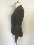 GO  BY GOSILK BLACK SILK & BROWN FAUX LEATHER TRIM LIGHTWEIGHT ZIP JACKET SIZE S