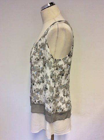 MINT VELVET GREY & WHITE FLORAL PRINT SLEEVELESS TOP SIZE 12