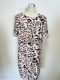 WHISTLES MEGHAN PINK LEOPARD PRINT SHORT SLEEVE SHIFT DRESS SIZE 14