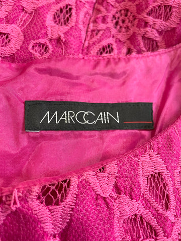 MARCCAIN FUSHIA PINK FLORAL LACE SLEEVELESS PENCIL DRESS SIZE 3 UK 12/14