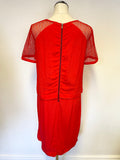 COMPTOIR DES COTTONIERS RED TIERED TOP SHORT SLEEVE SHIFT DRESS SIZE L UK 14
