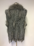JAYLEY GREY FOX & CONEY FUR TASSEL TRIM GILET ONE SIZE
