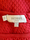 HOBBS RED COTTON FINE KNIT 3/4 SLEEVE DRESS SIZE 6