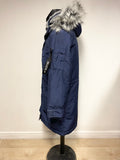 HOLLISTER NAVY BLUE DUCK DOWN & FEATHER FILLED HOODED WARM JACKET SIZE XS