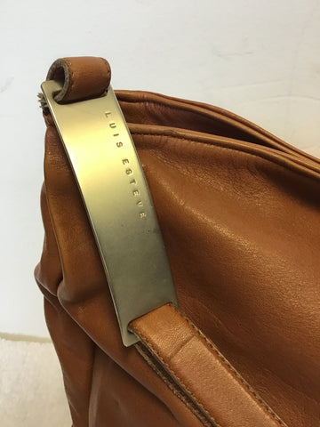 LUIS ESTEVE CHESTNUT BROWN LEATHER SHOULDER BAG