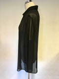 BRAND NEW ARIGIANO BLACK SEMI SHEER BEADED TRIM BLOUSE SIZE 20
